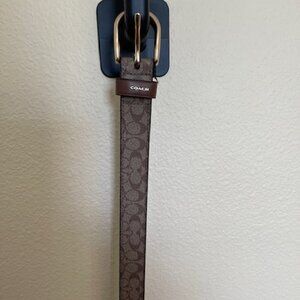 Coach Classic In Signature Brown Canvas Belt